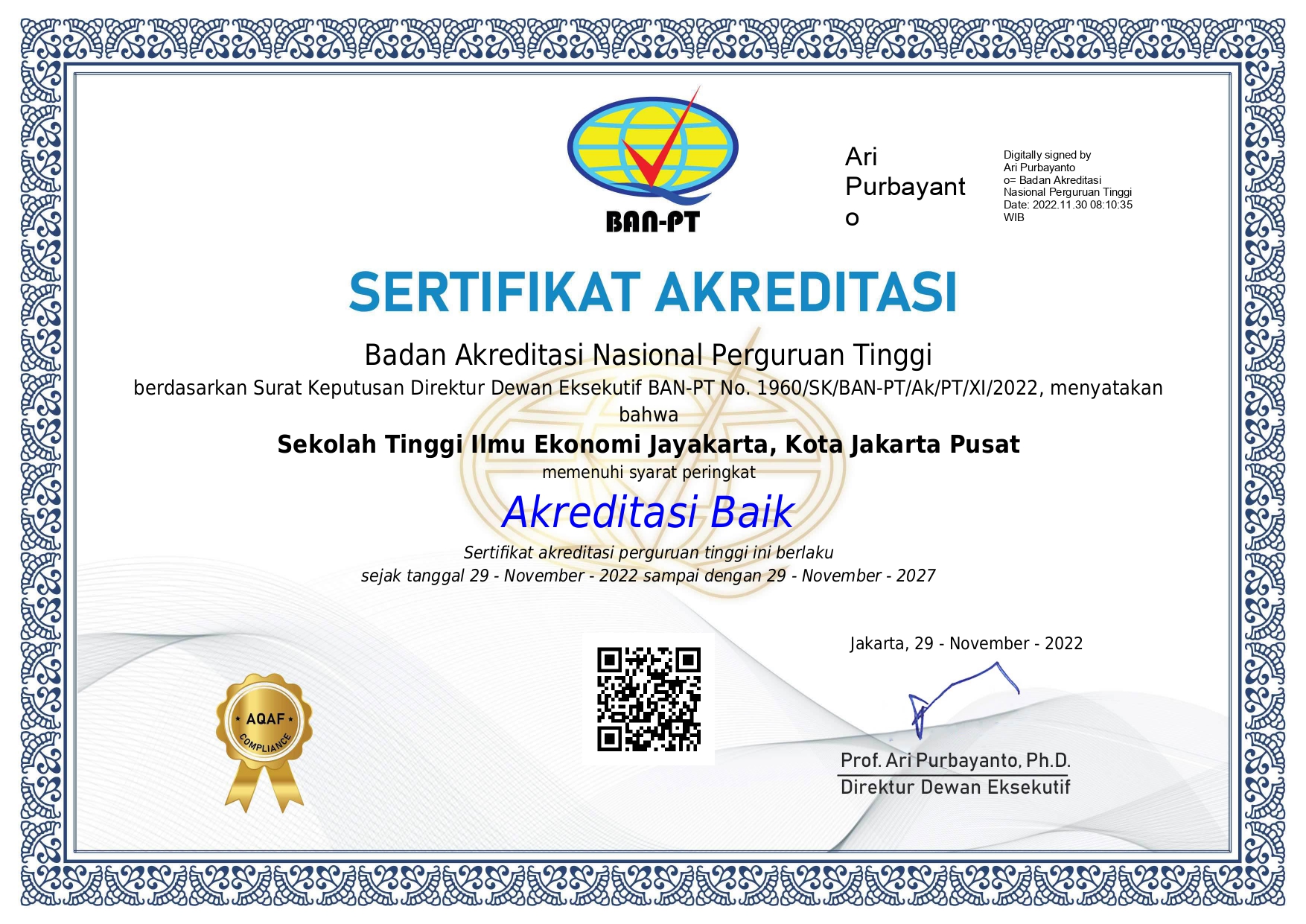 Sertifikat Akreditasi STIE Jayakarta_ sd 29 Nov 2027_page-0001